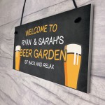 Welcome Beer Garden Sign Personalised Home Bar Garden Plaque