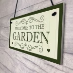 Welcome To The Garden Sign Hanging Plaque New Home Gift