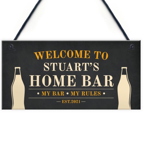 Personalised Hanging Home Bar Sign Garden Bar Sign Man Cave