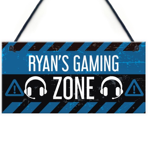 Personalised Gaming Sign Gaming Zone Plaque Boys Bedroom Sign