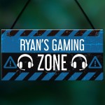 Personalised Gaming Sign Gaming Zone Plaque Boys Bedroom Sign