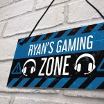 Personalised Gaming Sign Gaming Zone Plaque Boys Bedroom Sign