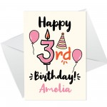 3rd Birthday Card For Daughter Granddaughter Personalised