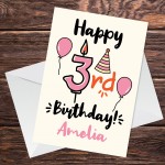 3rd Birthday Card For Daughter Granddaughter Personalised