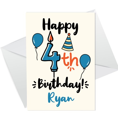 4th Birthday Card For Daughter Son Personalised Boy Girl