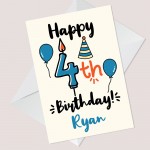 4th Birthday Card For Daughter Son Personalised Boy Girl