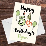 5th Birthday Card Boy Girl Personalised Card For Son Daughter