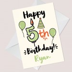 5th Birthday Card Boy Girl Personalised Card For Son Daughter