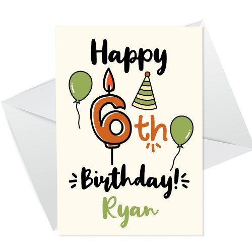 6th Birthday Card For Daughter Son Personalised Birthday Card