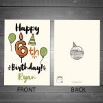 6th Birthday Card For Daughter Son Personalised Birthday Card