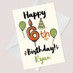 6th Birthday Card For Daughter Son Personalised Birthday Card