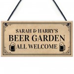 Personalised Beer Garden Plaque Welcome Sign Hanging Bar Sign