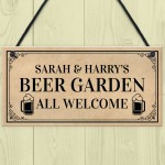 Personalised Beer Garden Plaque Welcome Sign Hanging Bar Sign