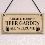 Personalised Beer Garden Plaque Welcome Sign Hanging Bar Sign