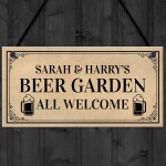 Personalised Beer Garden Plaque Welcome Sign Hanging Bar Sign