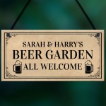 Personalised Beer Garden Plaque Welcome Sign Hanging Bar Sign