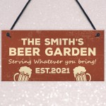 Personalised Beer Garden Sign For Home Bar Pub Plaque Beer Gift