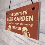 Personalised Beer Garden Sign For Home Bar Pub Plaque Beer Gift