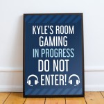 Boys Bedroom Sign Personalised Framed Gaming Print Funny Art