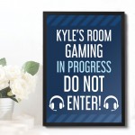 Boys Bedroom Sign Personalised Framed Gaming Print Funny Art