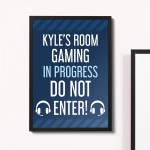 Boys Bedroom Sign Personalised Framed Gaming Print Funny Art