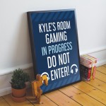 Boys Bedroom Sign Personalised Framed Gaming Print Funny Art
