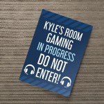 Boys Bedroom Sign Personalised Funny Gaming Wall Art Son Gift