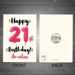 Happy 21st Birthday Card Personalised Card For Sister Daughter