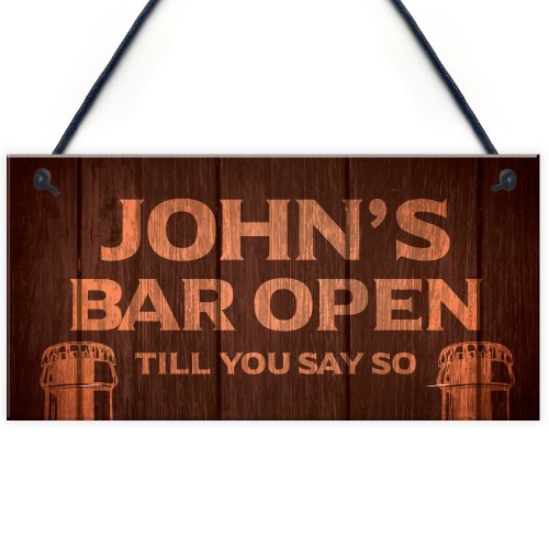 PERSONALISED Open Bar Sign Novelty Home Bar Hanging Signs