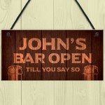 PERSONALISED Open Bar Sign Novelty Home Bar Hanging Signs