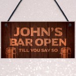 PERSONALISED Open Bar Sign Novelty Home Bar Hanging Signs