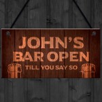 PERSONALISED Open Bar Sign Novelty Home Bar Hanging Signs