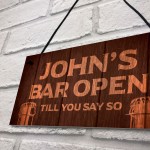 PERSONALISED Open Bar Sign Novelty Home Bar Hanging Signs