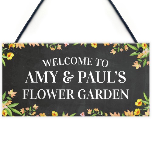 Personalised Flower Garden Sign Hanging Garden Decor Shed Sign