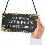 Personalised Flower Garden Sign Hanging Garden Decor Shed Sign