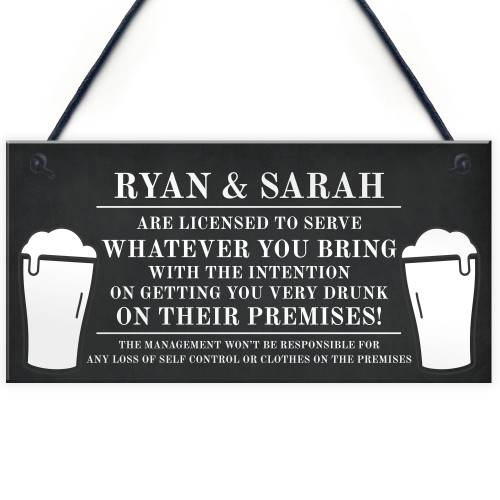 Funny Personalised Bar Sign Hanging Man Cave Shed Garage Sign