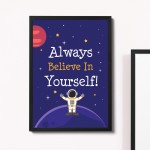 Space Theme Framed Print For Boys Bedroom Cute Wall Art