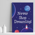 Space Theme Print For Boys Bedroom Cute Quote Wall Art Gift