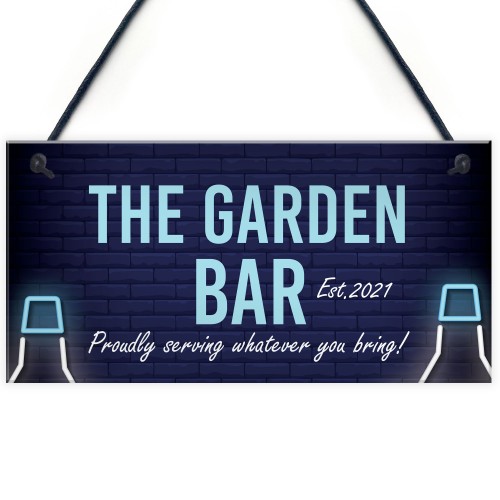 The Garden Bar Sign Personalised Hanging Home Bar Garden Sign