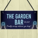 The Garden Bar Sign Personalised Hanging Home Bar Garden Sign