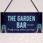 The Garden Bar Sign Personalised Hanging Home Bar Garden Sign