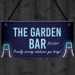 The Garden Bar Sign Personalised Hanging Home Bar Garden Sign