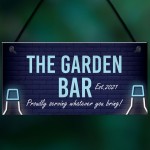 The Garden Bar Sign Personalised Hanging Home Bar Garden Sign