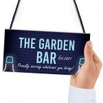 The Garden Bar Sign Personalised Hanging Home Bar Garden Sign