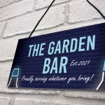 The Garden Bar Sign Personalised Hanging Home Bar Garden Sign
