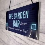The Garden Bar Sign Personalised Hanging Home Bar Garden Sign