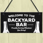 Welcome Backyard Bar Sign Hanging Home Bar Sign Garden Plaque