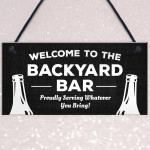 Welcome Backyard Bar Sign Hanging Home Bar Sign Garden Plaque