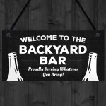 Welcome Backyard Bar Sign Hanging Home Bar Sign Garden Plaque