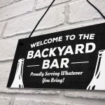 Welcome Backyard Bar Sign Hanging Home Bar Sign Garden Plaque